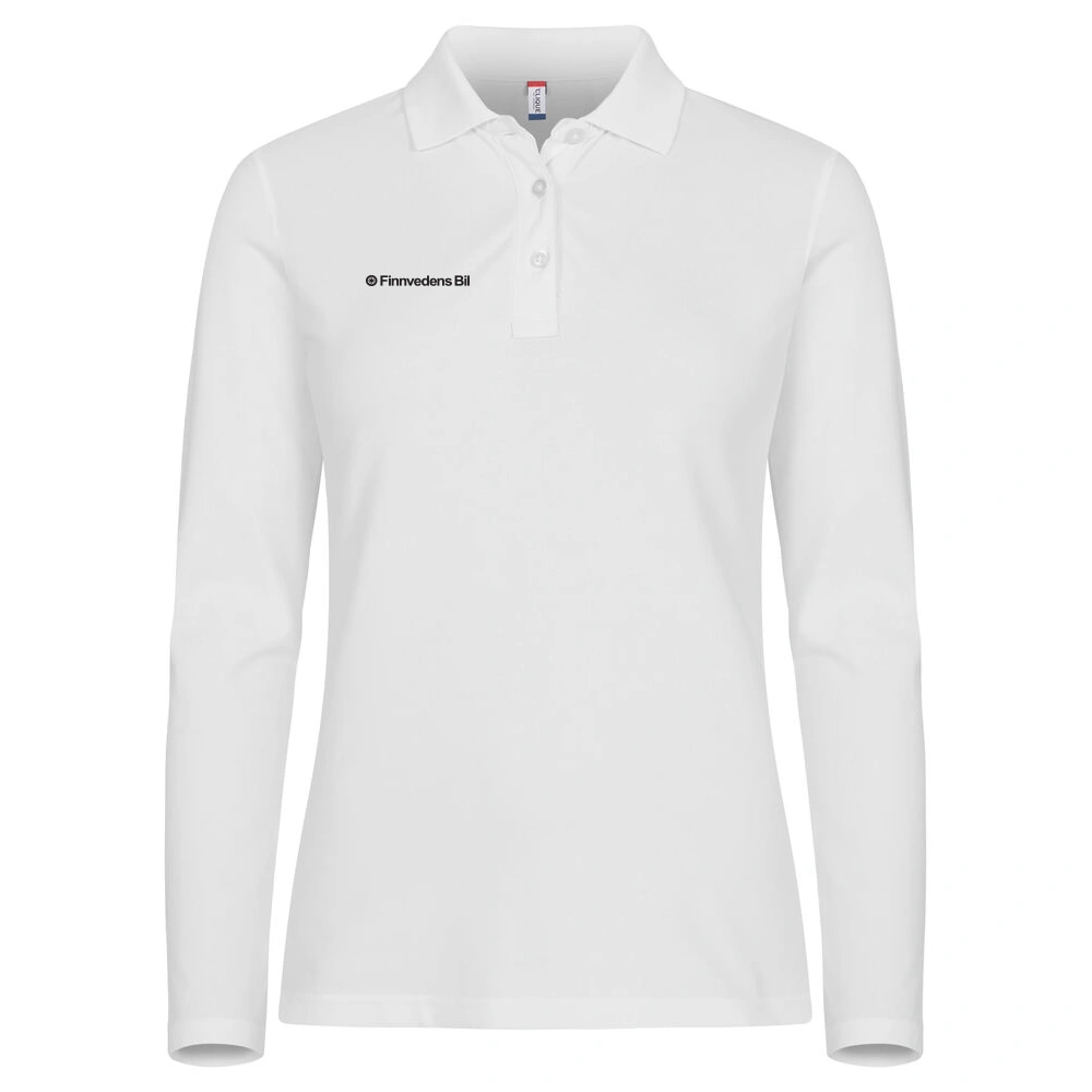 Stretch Premium Polo L/S W Vit