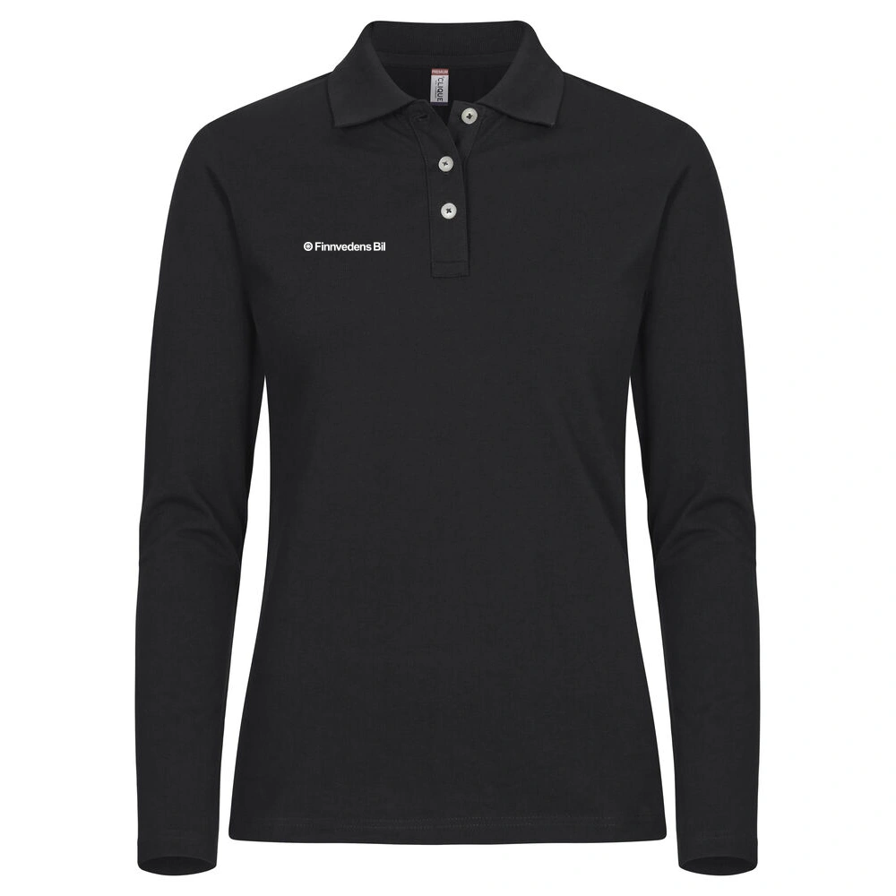 Stretch Premium Polo L/S W Svart